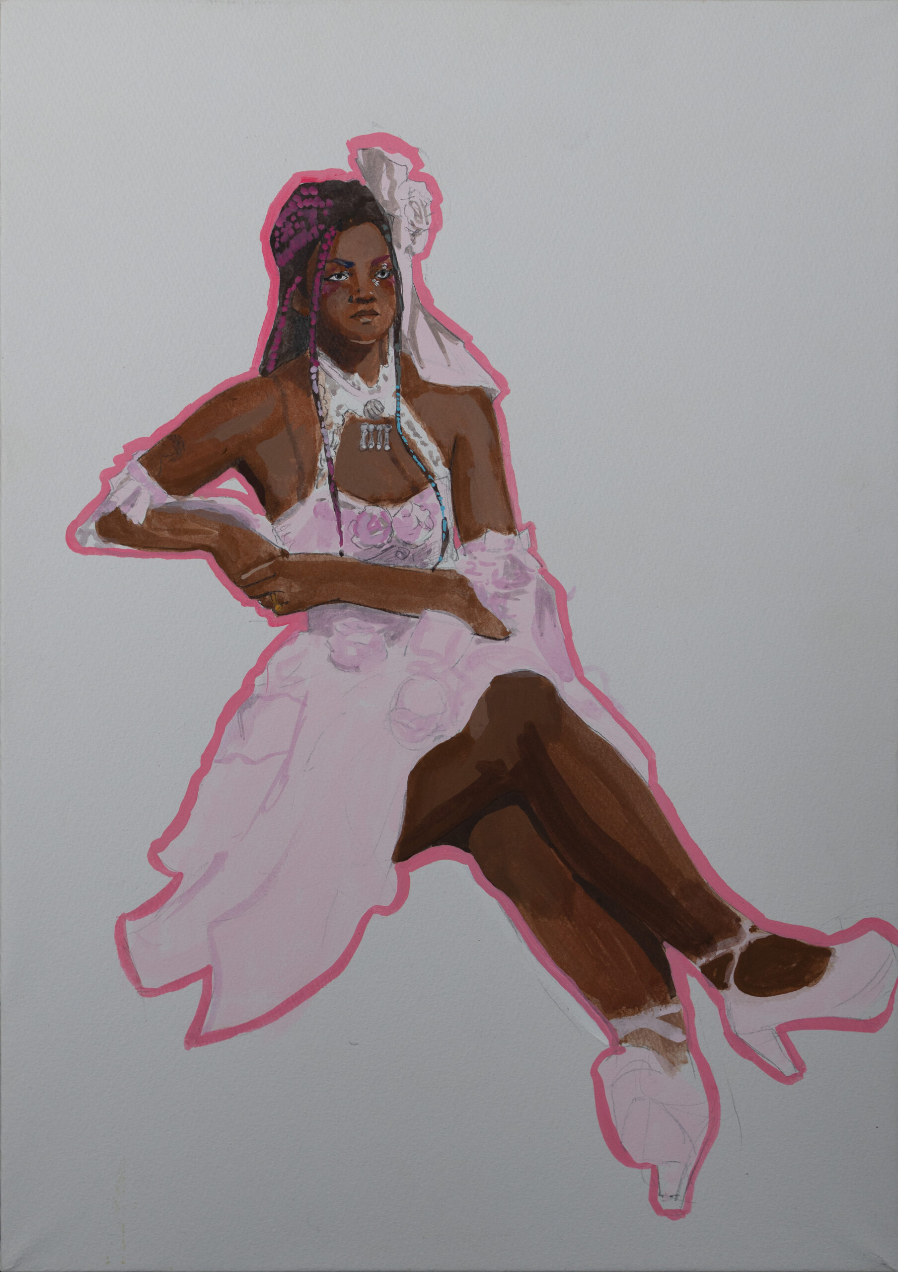 Portrait Study of Sierra (@Frokyo) — Acrylic on Paper Mounted on Box Panel