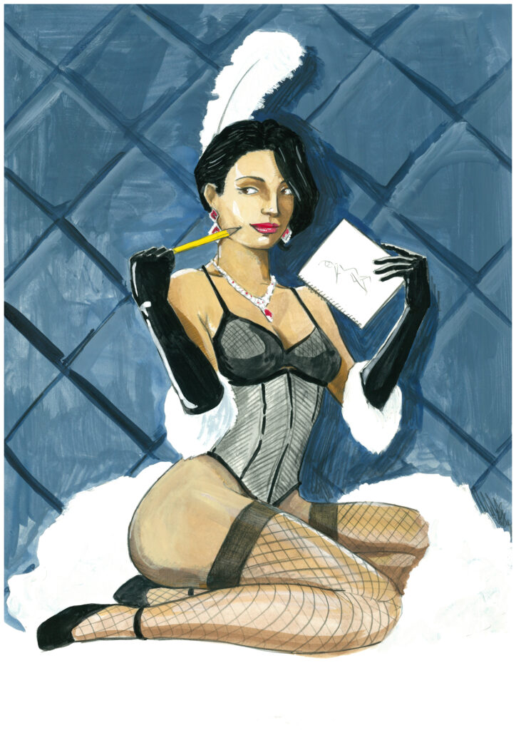 Cabaret Girl | Dr. Sketchy Tokyo Poster Artwork (Acrylic Gouache)